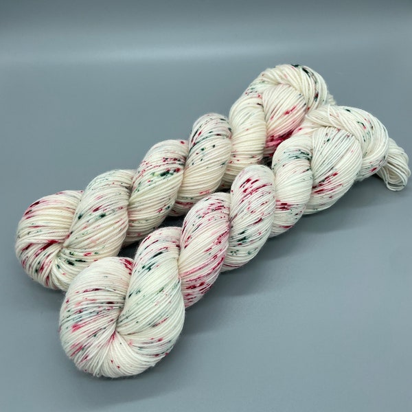 Hand Dyed Yarn, Superwash Merino wool, Red, Green, Speckled Yarn, Fingering Weight, Sport, DK, Worsted Weight - Grandmas Christmas Candy