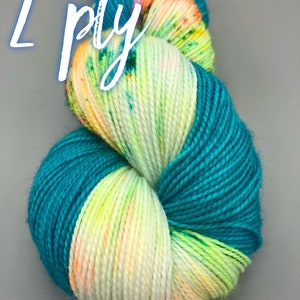 Hand Dyed Yarn, Superwash Merino wool, Turquoise, Fluorescent Speckled Yarn, Fingering Weight, DK, Sport, Worsted Weight Groovy image 8