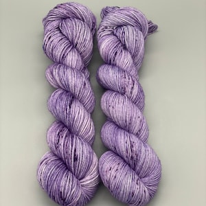 Hand Dyed Yarn, Superwash Merino wool, Purple, Lightly Speckled Yarn, Fingering Weight, Sport, DK, Worsted Weight Purple Rain image 2