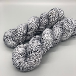 Hand Dyed Yarn, Superwash Merino wool, Gray base, Speckled, Fingering Weight, Sport, DK, Worsted Weight A Walk in the Night image 1