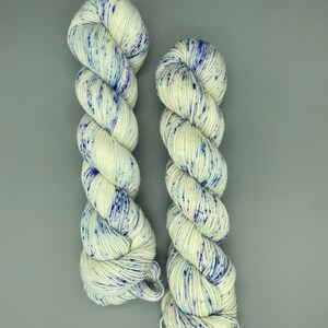 Hand Dyed Yarn, Superwash Merino wool, Blue, Purple, Speckled Fingering Weight, Sport, DK, Worsted Weight Violets image 3