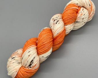 Hand Dyed Yarn, 100% Superwash Merino, DK Weight, Orange, Brown, Yellow, White - 231yds per skein - American Robin