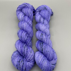 Hand Dyed Yarn, Superwash Merino wool, Purple, Green Speckled, Fingering Weight, Sport, DK, Worsted Weight - Lavender Fields image 2