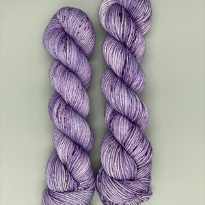 Hand Dyed Yarn, Superwash Merino wool, Purple, Lightly Speckled Yarn, Fingering Weight, Sport, DK, Worsted Weight Purple Rain image 3