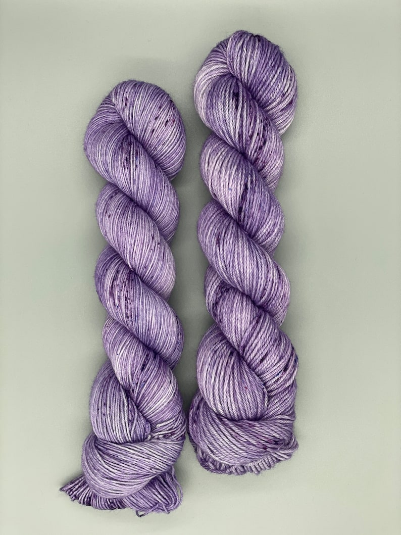 Hand Dyed Yarn, Superwash Merino wool, Purple, Lightly Speckled Yarn, Fingering Weight, Sport, DK, Worsted Weight Purple Rain image 3