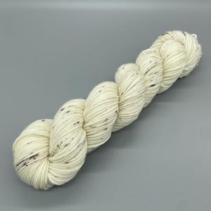 Hand Dyed Yarn, 100% Superwash Merino, Worsted Weight, White, Brown, speckles - 218yds per skein - Sandman