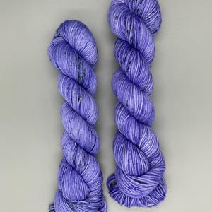 Hand Dyed Yarn, Superwash Merino wool, Purple, Green Speckled, Fingering Weight, Sport, DK, Worsted Weight - Lavender Fields image 3