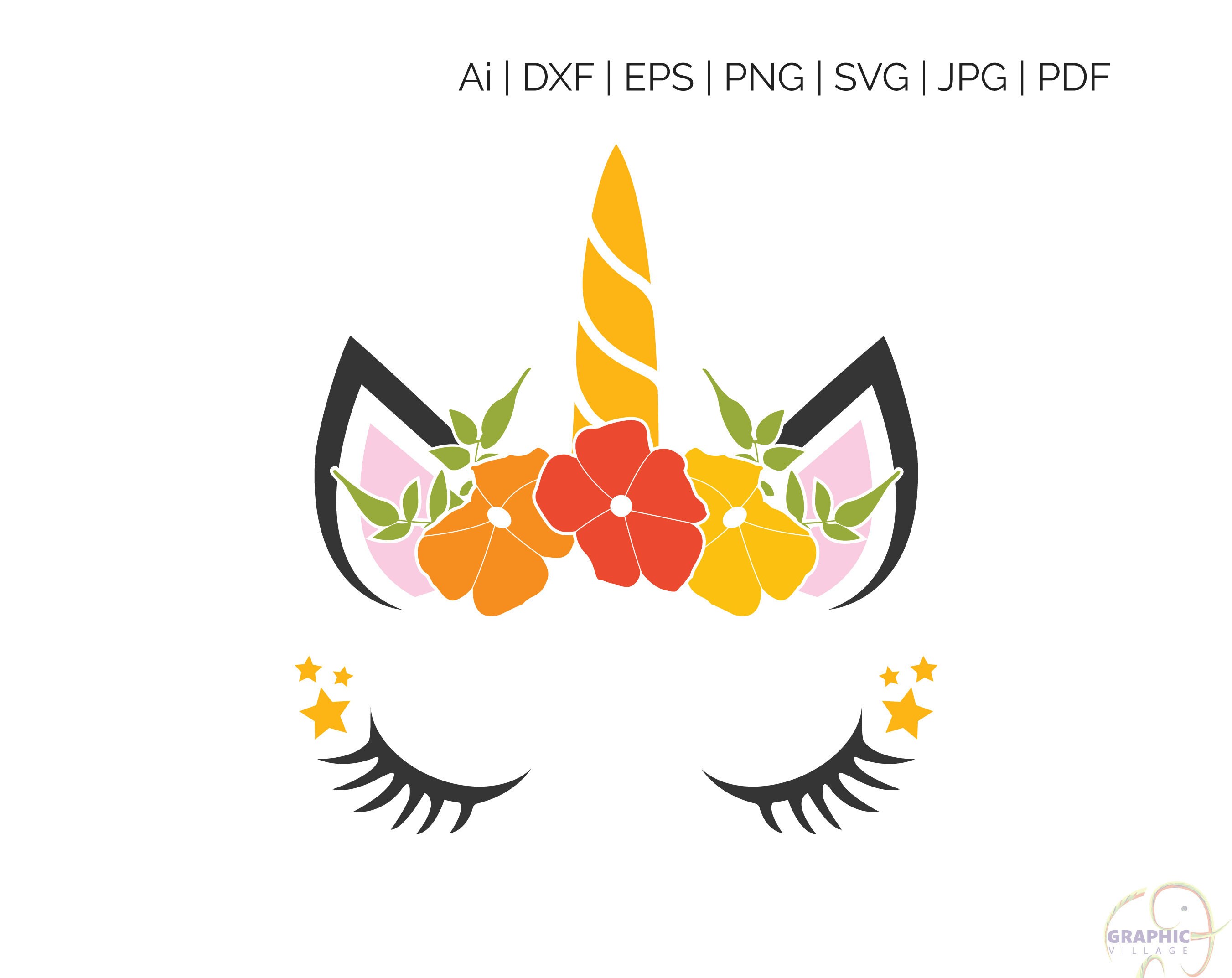 Download Flower unicorn SVG EPS. Vector Clipart Digital Silhouette ...