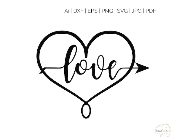 Download Love Heart SVG Silhouette and Cricut Cut Cutting file svg ...
