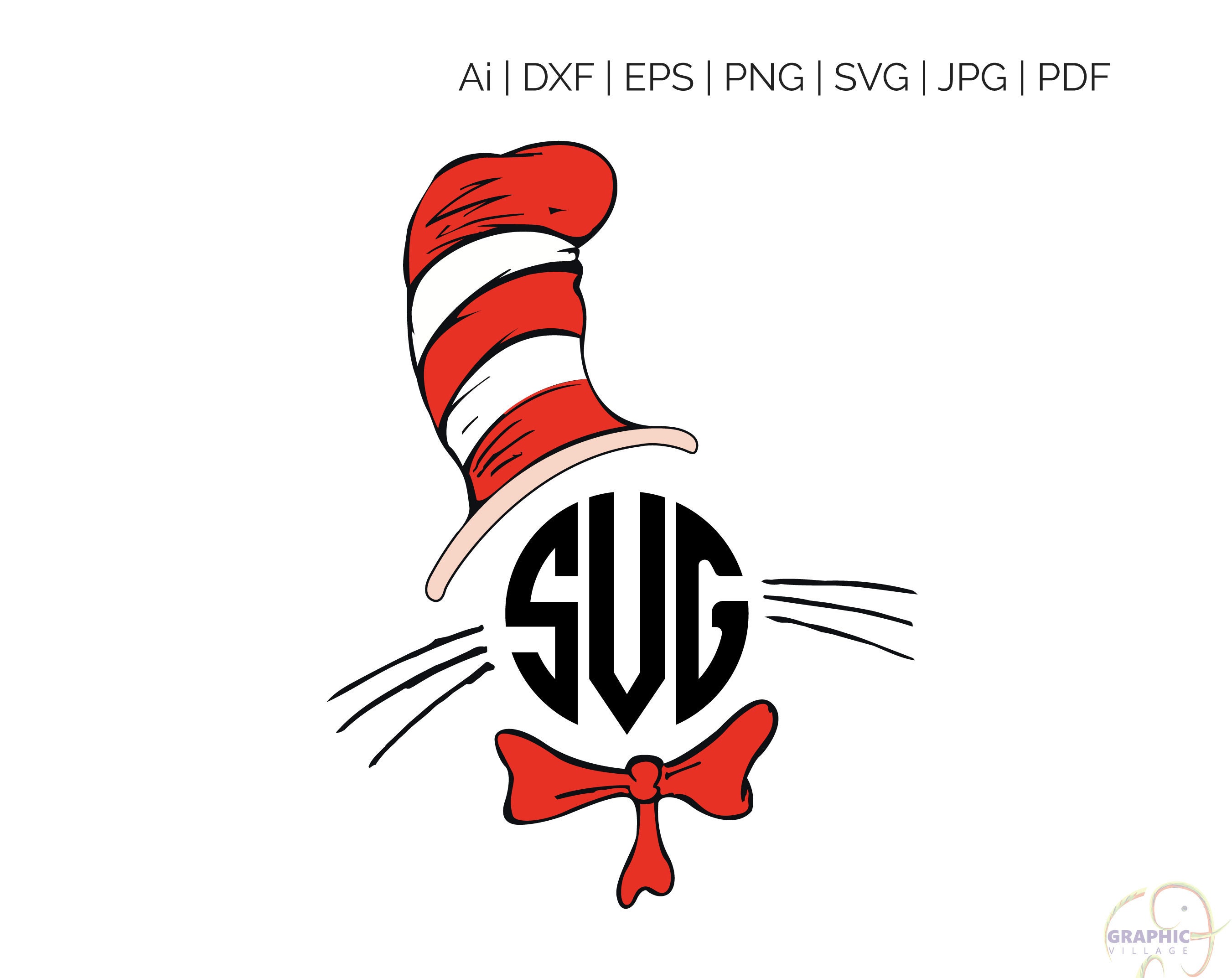 Dr Seuss Face With Hat Svg Dr Seuss Svg Cat In The Hat Svg Logo | Sexiz Pix