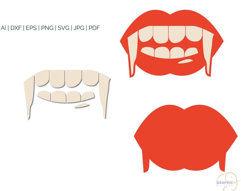 Download Halloween Vampire Lips SVG EPS. Vector Clipart Digital | Etsy