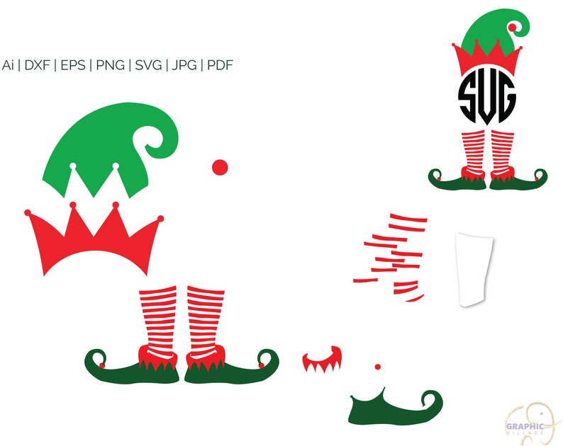 Download Elf Monogram SVG Clipart Digital Silhouette and cricut Cut ...