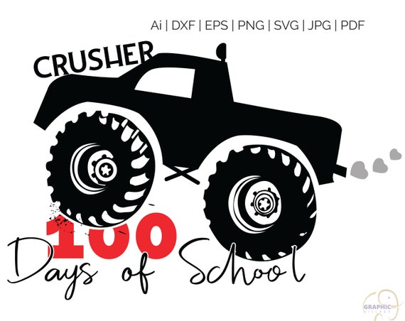 Crusher 100 Days Of School Svg Silhouette And Cricut Cut Etsy