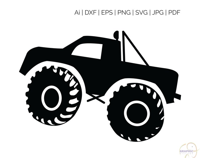Download Monster Truck SVG EPS. Vector Clipart Digital Silhouette ...