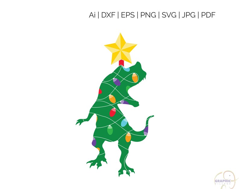 Download Christmas Dinosaur Tree SVG Clipart Digital Silhouette and ...