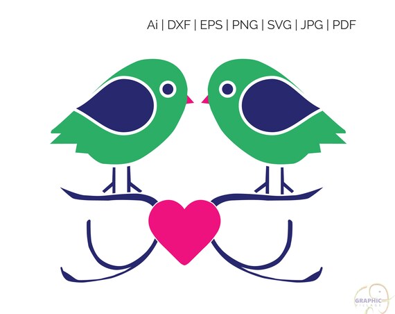 Love Birds SVG Digital Silhouette and Cricut Cut Cutting | Etsy