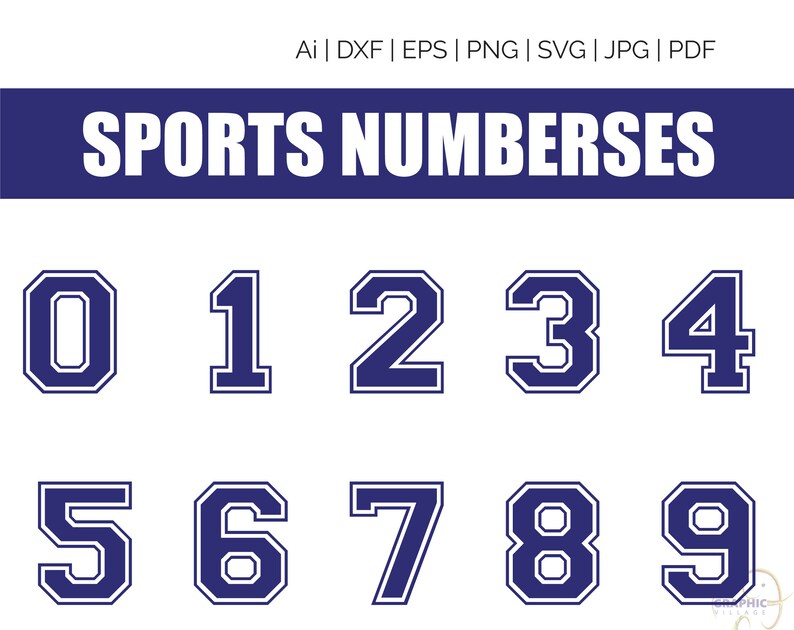 Sports Numbers SVG EPS. Vector Clipart Digital Silhouette and Etsy