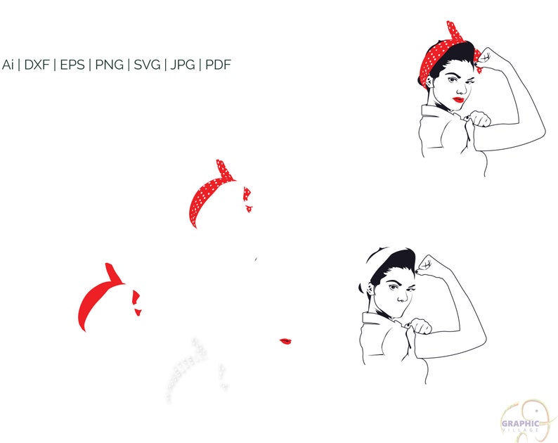 Rosie the Riveter SVG EPS. Vector Clipart Digital Silhouette | Etsy