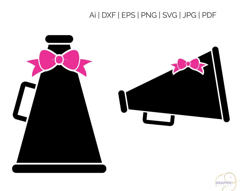 Download Cheer Megaphone With Bow SVG EPS. Vector Clipart Digital ...