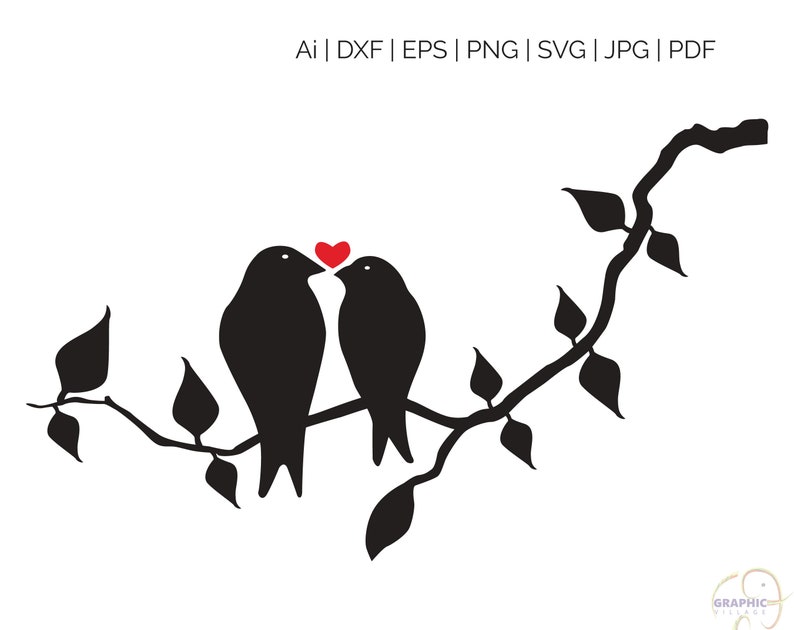 Download Valentine Love Birds SVG Digital Silhouette and cricut Cut ...