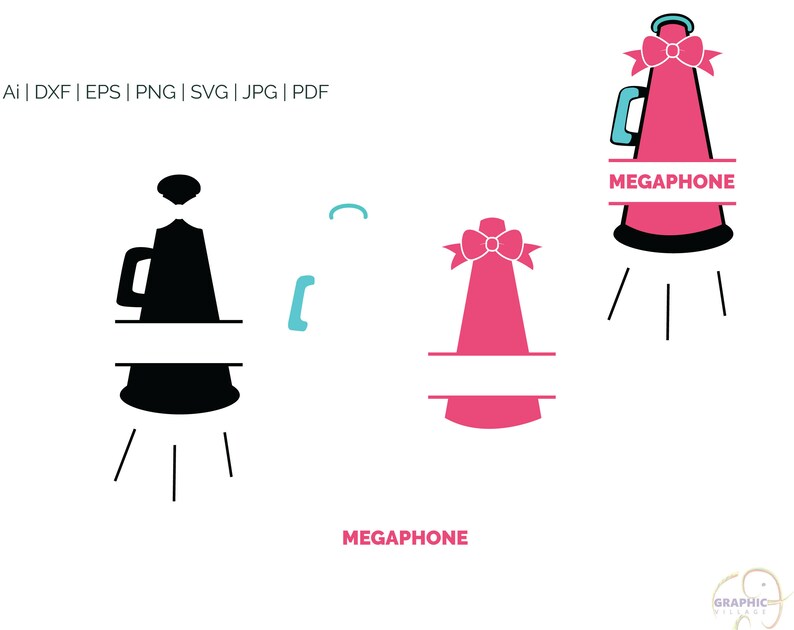 Download Cheer Megaphone Monogram SVG Digital Silhouette and cricut ...