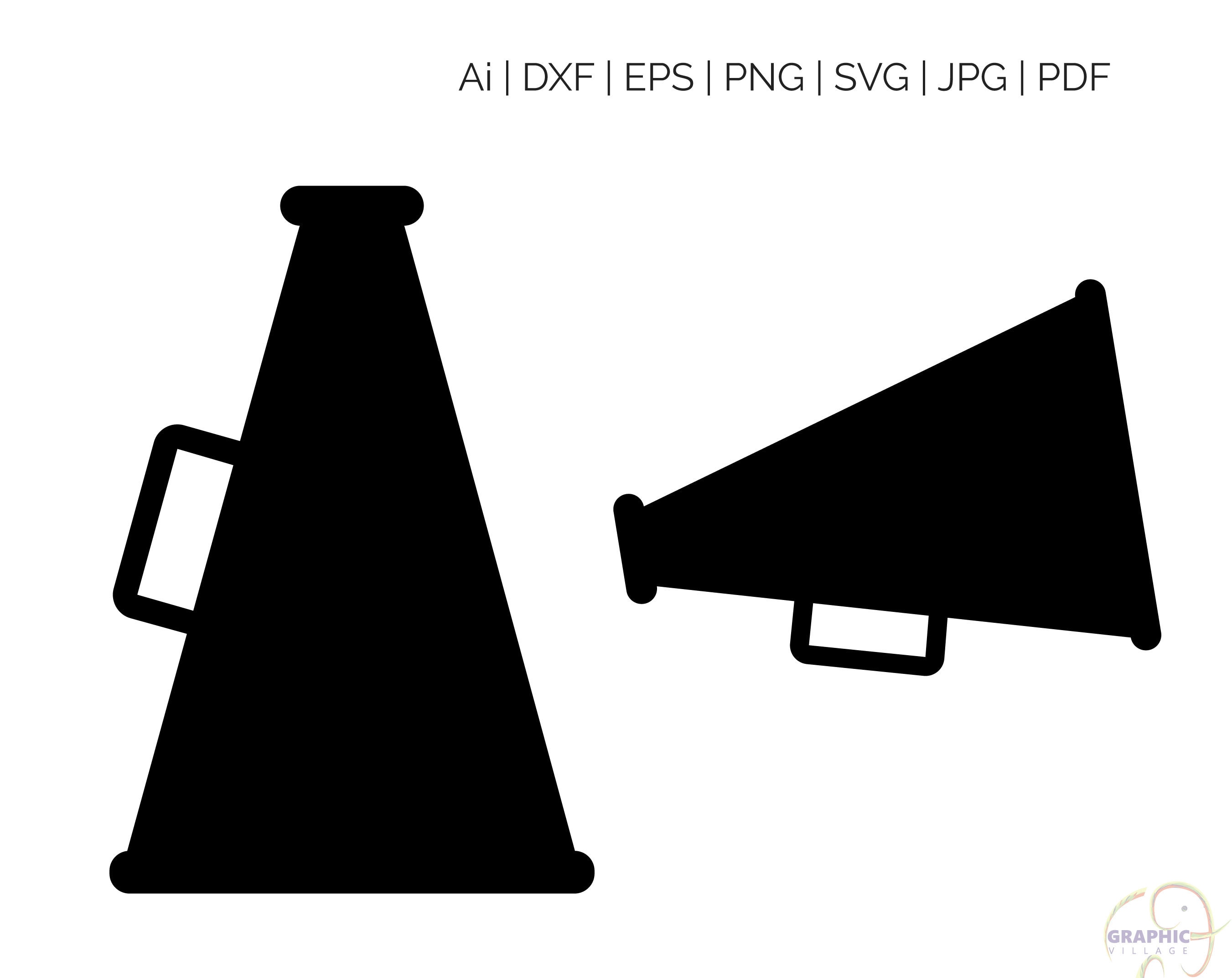 Download Cheer Megaphone SVG EPS. Vector Clipart Digital Silhouette ...