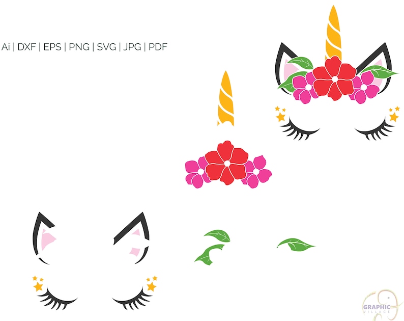 Unicorn Flower SVG Silhouette and Cricut Cut Cutting File - Etsy