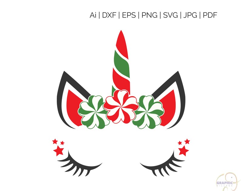 Christmas Unicorn SVG EPS. Vector Clipart Digital ...