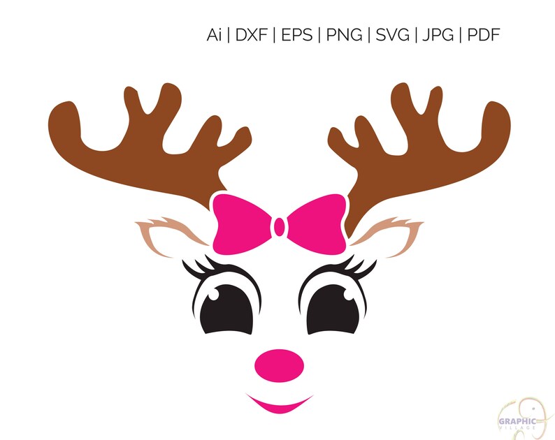 Download Reindeer Face Bow SVG Digital Silhouette and cricut Cut | Etsy