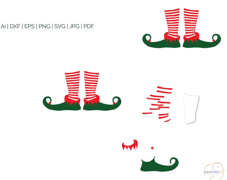 Download Elf Leg Christmas SVG Clipart Digital Silhouette and ...