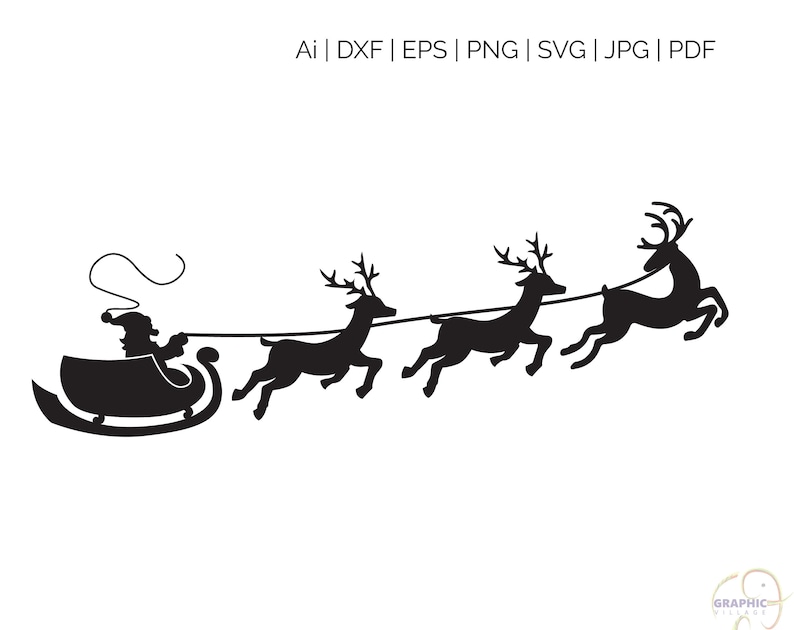 Download Santa Claus Flying SVG Silhouette and Cricut Cut Cutting | Etsy