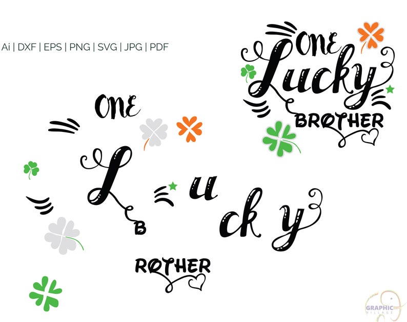 One Lucky Brother SVG Digital Silhouette and cricut Cut Etsy