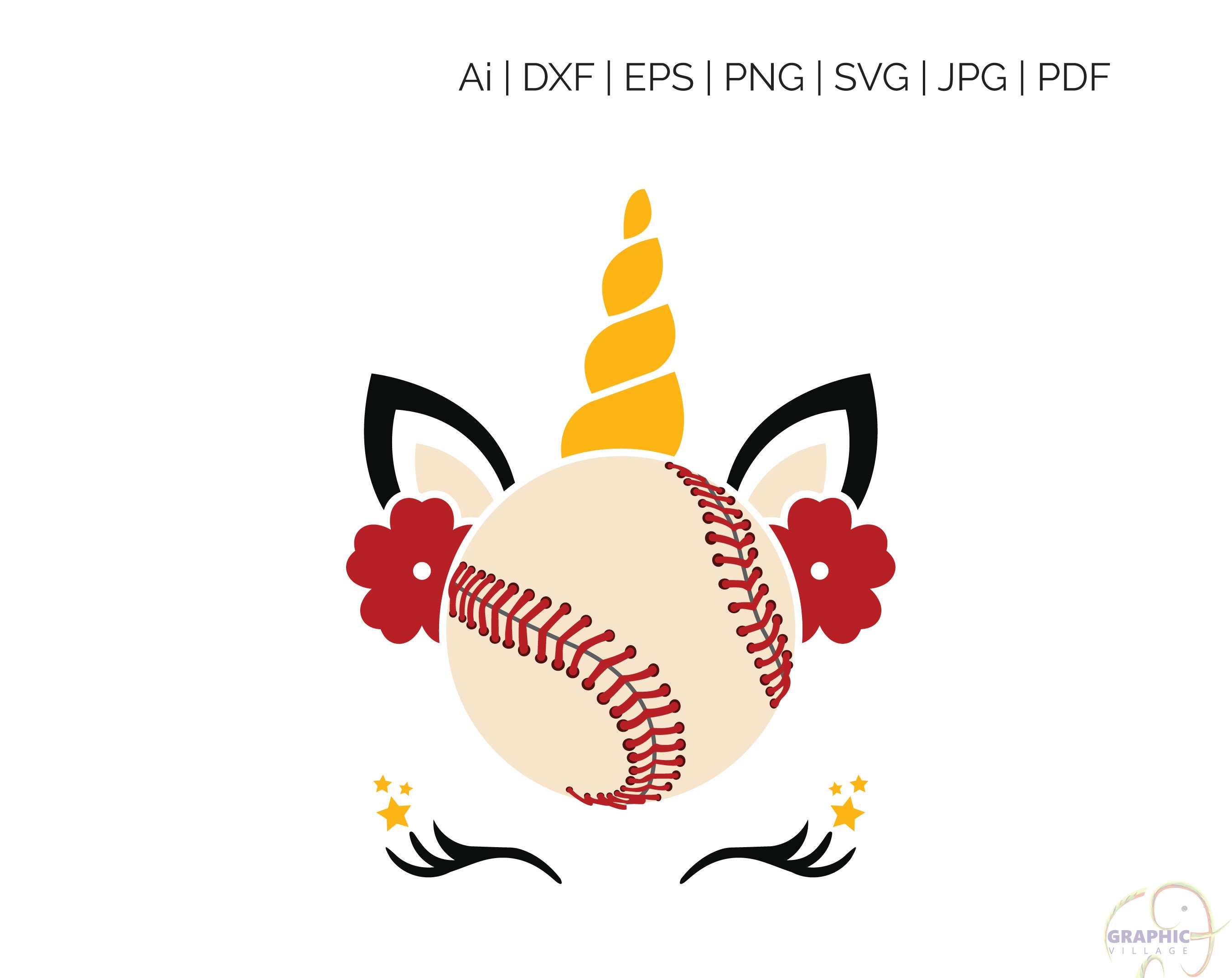 Unicorn Baseball SVG EPS. Vector Clipart Digital Silhouette Etsy