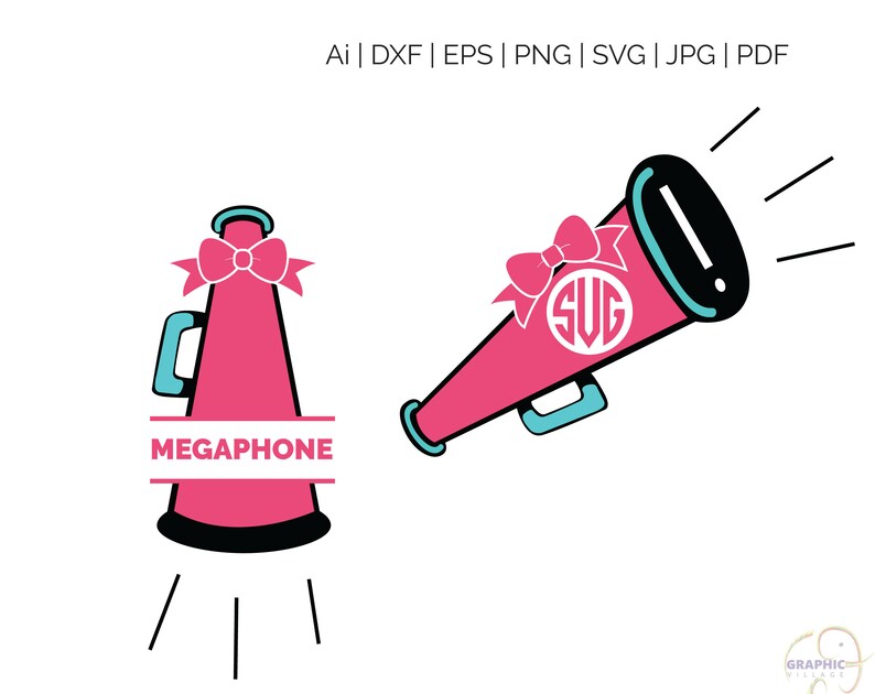 Cheer Megaphone Monogram SVG Digital Silhouette and Cricut Etsy