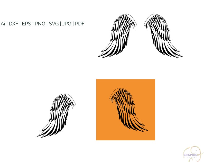 Download Angel Wings SVG Silhouette and Cricut Cut Cutting file svg | Etsy