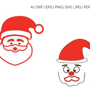 Santa Claus Gesicht Svg Cliparts Digital Silhouette Und Etsy