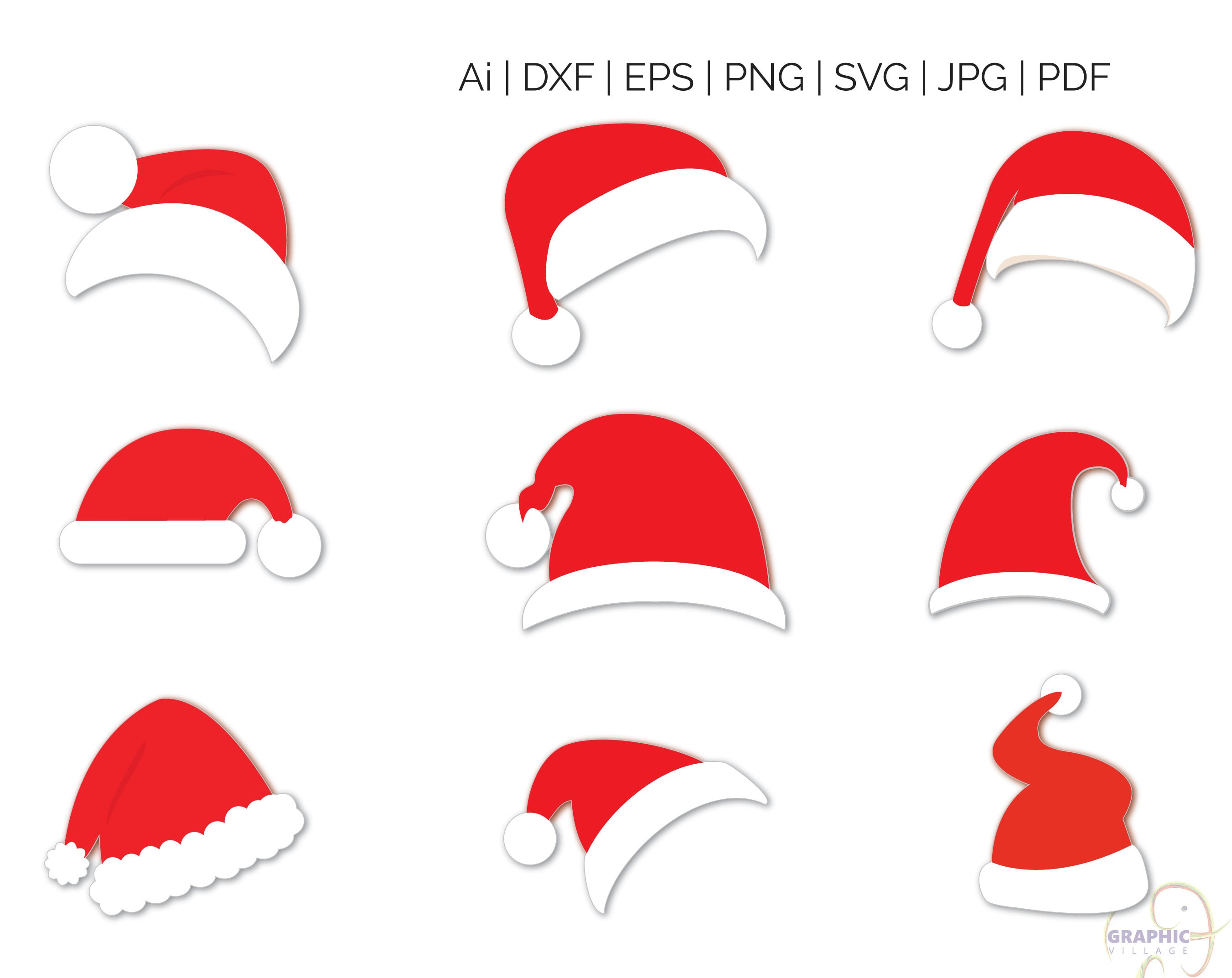 Download Christmas Santa Hat SVG Digital Silhouette and cricut Cut | Etsy