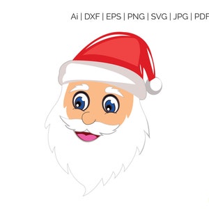Santa Claus Gesicht Svg Cliparts Digital Silhouette Und Etsy