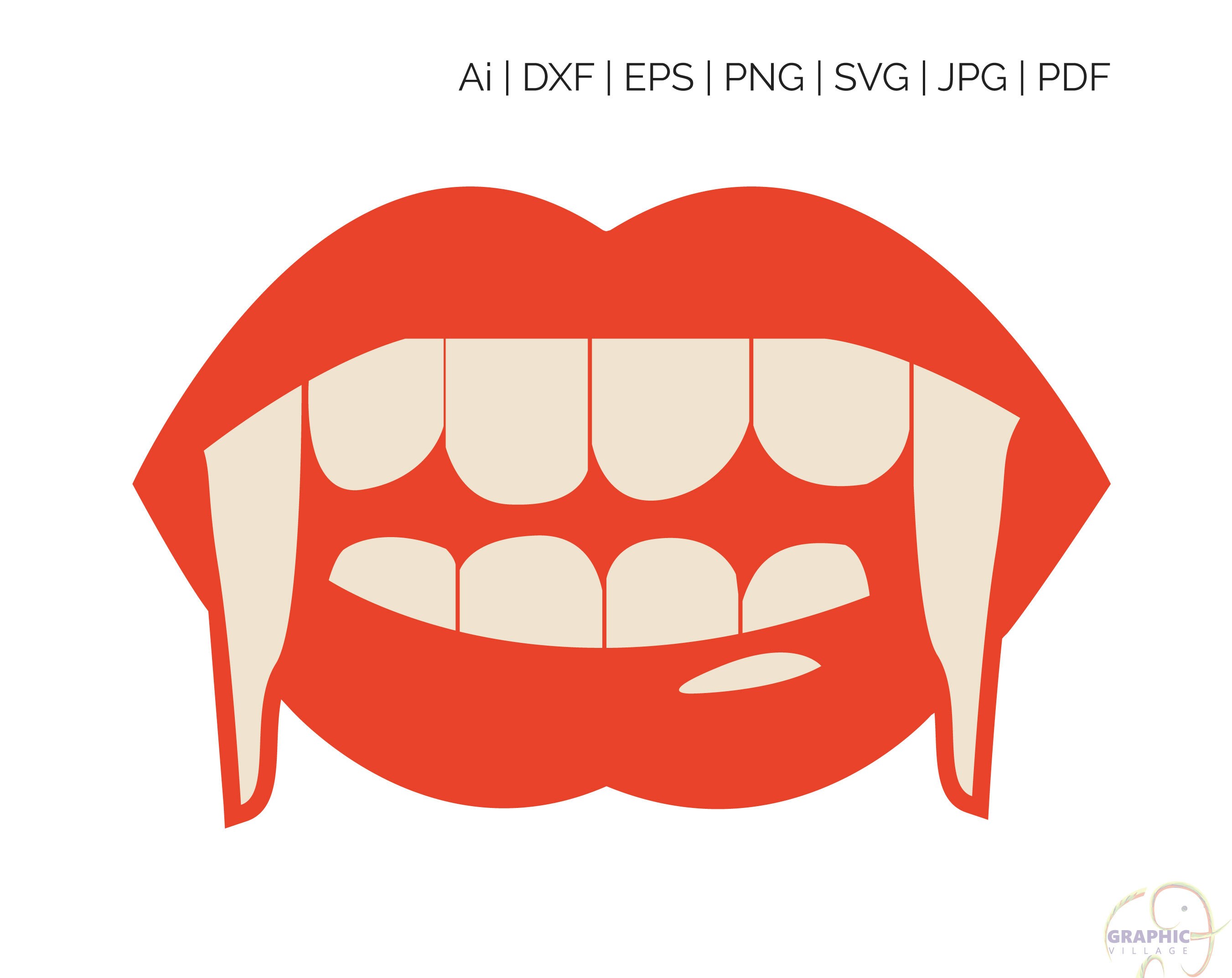 Download Halloween Vampire Lips Svg Eps Vector Clipart Digital Etsy