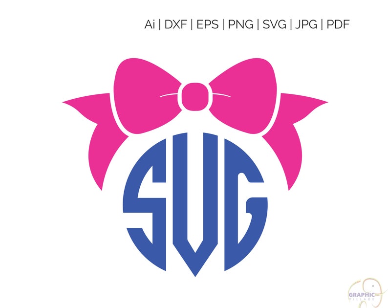 Download Bow Circle Monogram SVG EPS. Vector Clipart Digital | Etsy