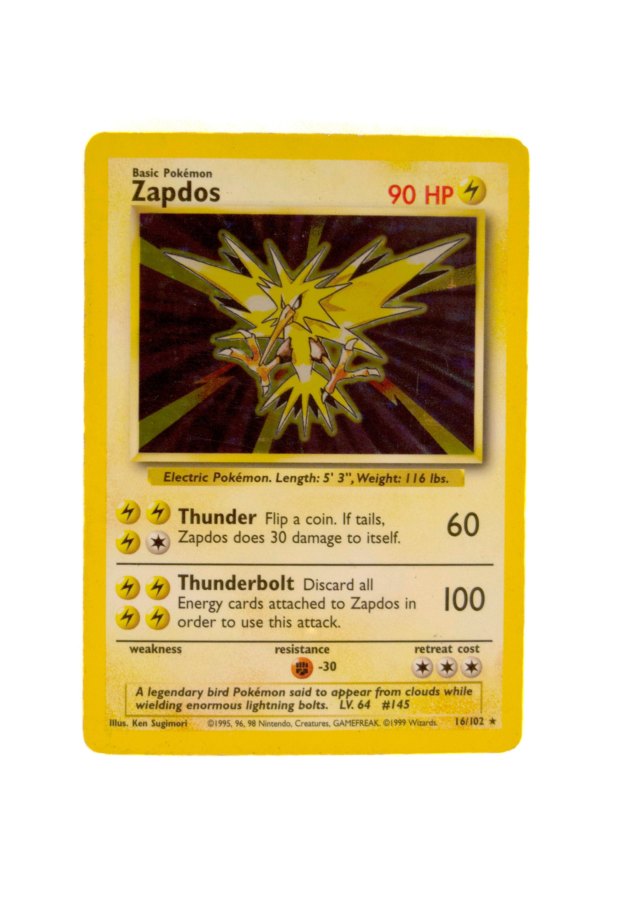 Rare Holographic Zapdos Pokemon Card 16/102 Etsy