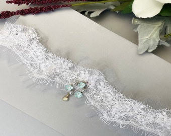 Bridal Garter Wedding Garter Something Blue Garter Lace Garter