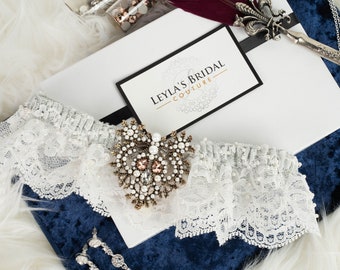 Bridal Garter Wedding Garter Lace Garter Rhinestone Keepsake Toss Garter Garter Set