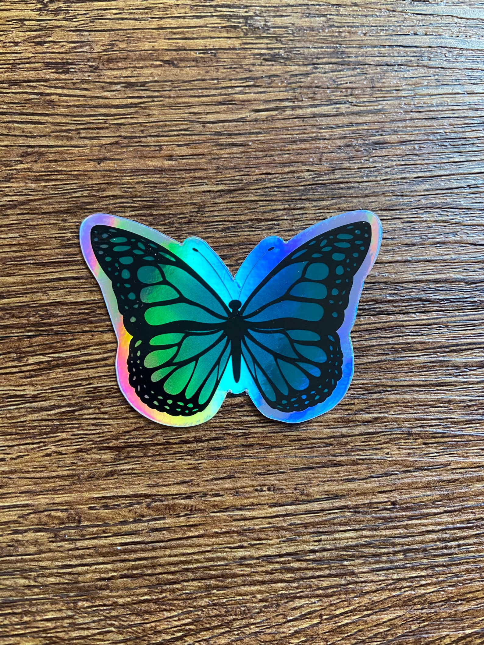 Holographic Blue Butterfly Sticker Waterproof Weatherproof Etsy