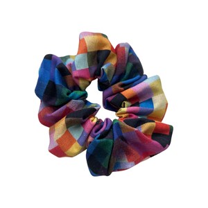 Checkered Scrunchie, Scrunchies, Scrunchie, Hair Scrunchies, Hair Scrunchie, Festival, Festival Clothing, Checkered, LGBTQ, Rainbow