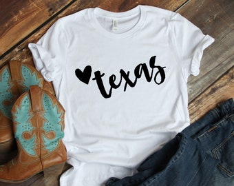 Heart Texas Shirt - Texas Shirt - T-Shirt - Shirt - T - Tshirt- Tee
