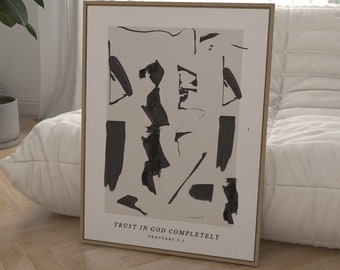 箴言 3:5 | 神を完全に信頼する | 聖書の壁アートプリント | 聖書の一節アート | キリスト教の室内装飾 | 宗教的な贈り物