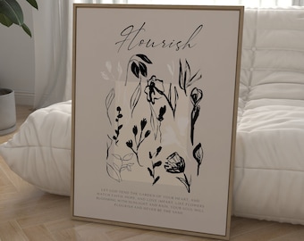 Floral Scripture Art Print: Christian Home Decor