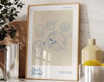 Matteüs 6:11 Geef ons heden ons dagelijks brood Schrift keukenkunstdruk - christelijke muurdecoratie | Christelijke keukenkunstafdruk