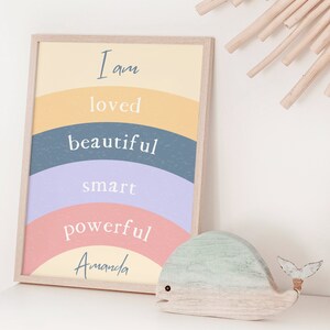Póster infantil de afirmación personalizada / Arte infantil motivacional / Impresión de arte mural para niños / Pósteres para guarderías / Bautismo